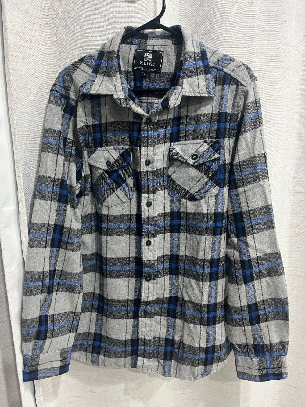 Men's Large Plaid Button Up Full Sleeve Sweater ELXR (011)